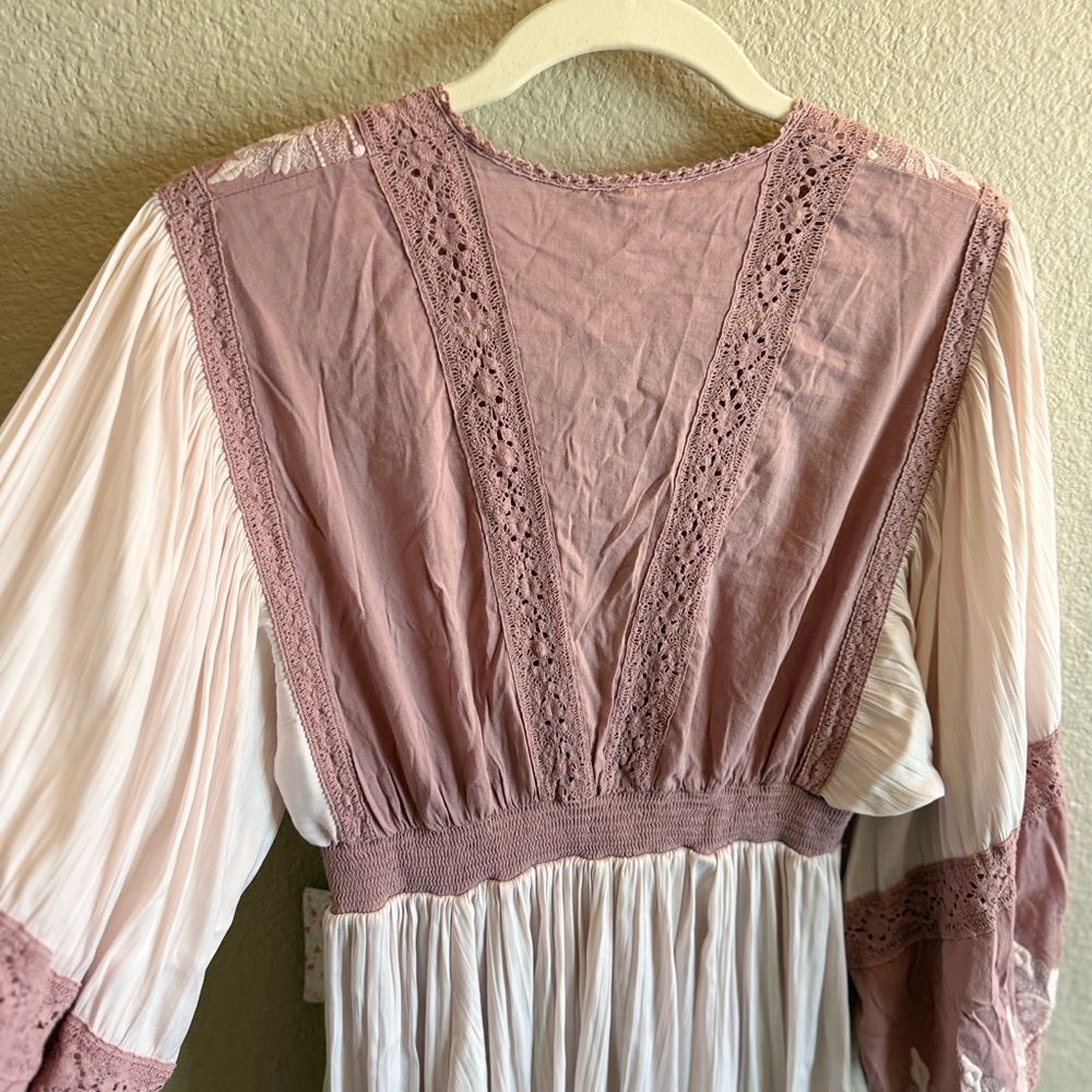 NWT Free People Lace Embroidered Boho Mini Dress Beachy Spring Feminine - Picture 10 of 14